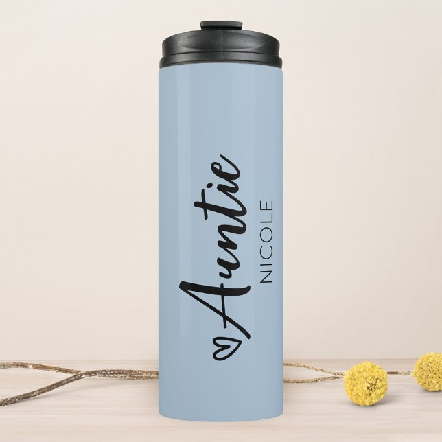 Cute Heart Auntie Personalised Dusty Blue Thermal Tumbler (Creator Uploaded)
