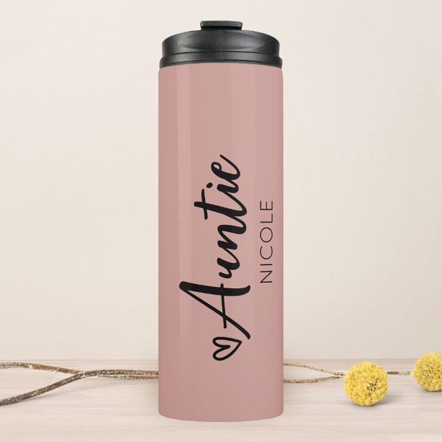 Cute Heart Auntie Personalised Pink Tuape Thermal Tumbler (Creator Uploaded)