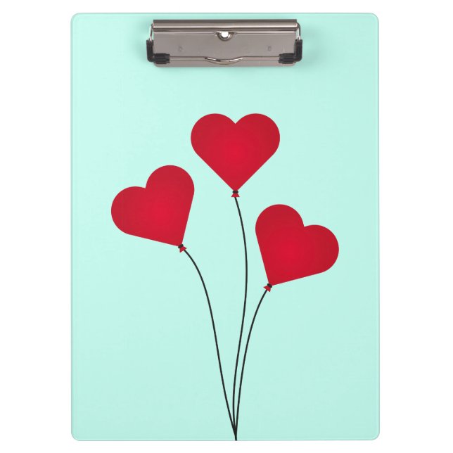 Cute Heart Balloons Clipboard (Front)