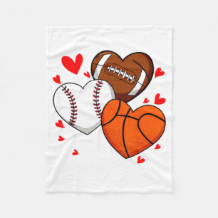 Cute Heart Baseball Basketball Football Artwork Fleece Blanket