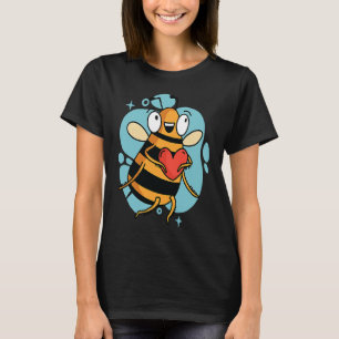 Cute Heart Bee Beekeeper Valentine's Day T-Shirt