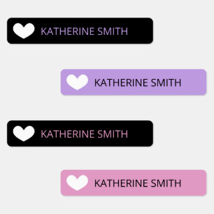 Cute Heart Black Pink Purple Add Name