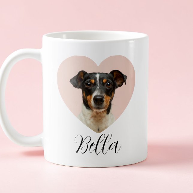 Cute Heart Black Script Custom Pet Photo Dog Lover Coffee Mug (Cute Heart Black Script Custom Pet Photo Dog Lover Coffee Mug)