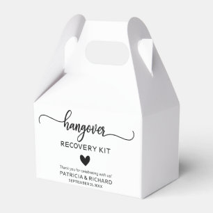 Cute Heart Calligraphy Wedding Hangover Kit Favour Box