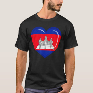 Cute Heart Cambodia Flag Men Women Patriotic T-Shirt