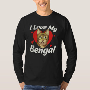Cute Heart Cat  I Love My Bengal T-Shirt