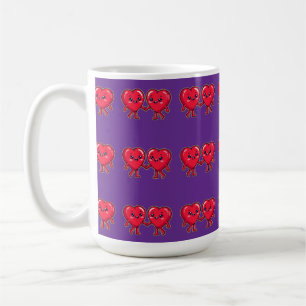 Cute Heart Characters Holding Hands Coffee Mug