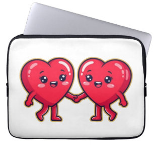Cute Heart Characters Holding Hands Laptop Sleeve