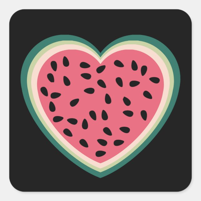 cute heart colourful palestine Watermelons Square Sticker (Front)