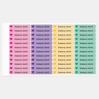 Cute Heart Custom Skinny Name Labels - Iron On -