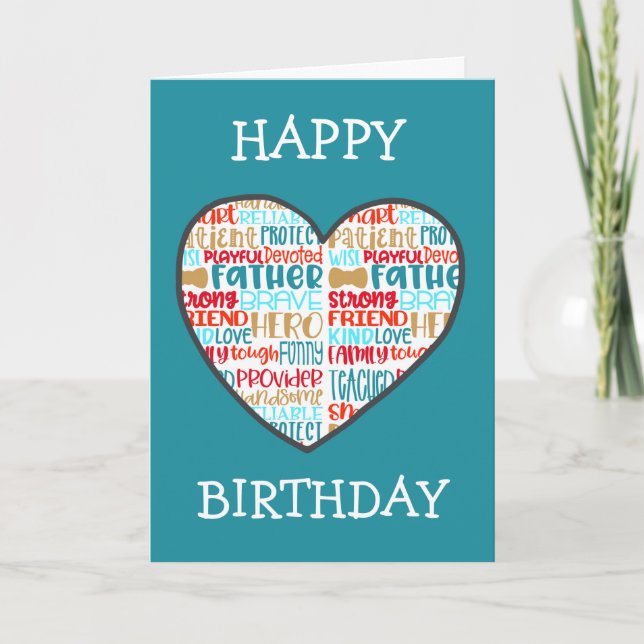 Cute Heart Dad Birthday Card (Front)