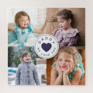 Cute Heart Daddy We Love You Photo Collage Jigsaw Puzzle