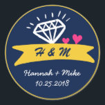 Cute Heart Diamond Wedding Favour Monogram Sticker<br><div class="desc">Vintage and rustic decorative heart and diamond wedding thank you sticker. Elegant,  sweet and cute wedding favour sticker. Beautiful and classic sticker for wedding favour,  bridal shower gift label,  birthday party,  engagement dinner,  baby shower and much more. The background colour can be changed to your desired theme.</div>