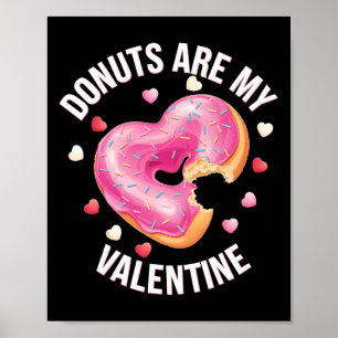 Cute Heart Donut With Pink Frosting Valentine's Da Poster