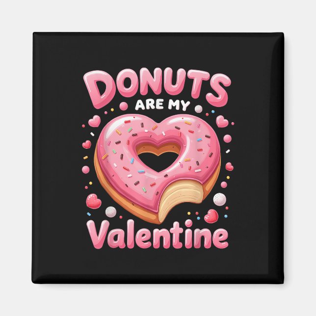Cute Heart Doughnut With Pink Frosting Valentines  Magnet (Front)
