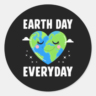 Cute Heart Earth Kids Teachers Earth Day Everyday  Classic Round Sticker