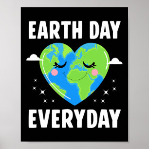 Cute Heart Earth Kids Teachers Earth Day Everyday  Poster
