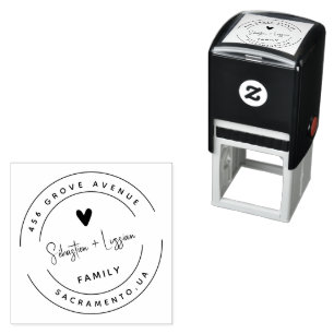 Cute Heart & Elegant Script Family Self-inking Stamp