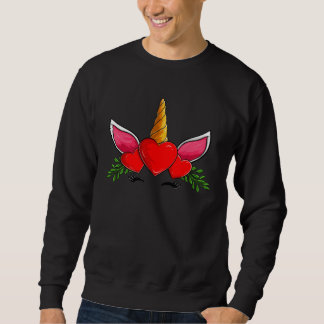 Cute Heart Face Unicorn Apparel Valentines Day Wom Sweatshirt