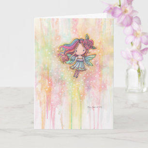 Cute Heart Fairy Watercolor Artwork  Card