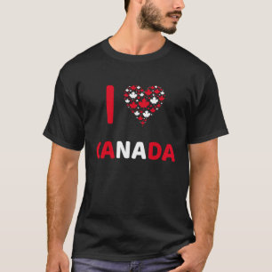 Cute Heart Filled with Canadian Maple Leaf I Love  T-Shirt