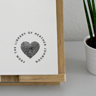 Cute Heart Fingerprint From The Library Book Rubber Stamp