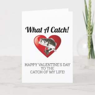 Cute Heart Fish What a Catch Love Valentine's Day Holiday Card
