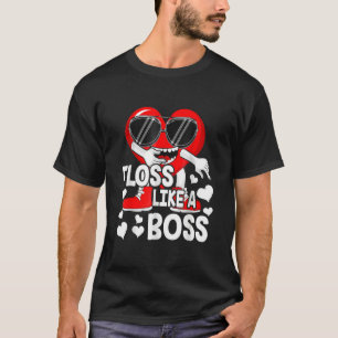 Cute Heart Floss Like A Boss Funny Boys Kids Valen T-Shirt