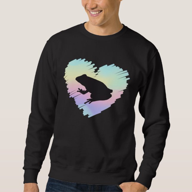 Cute Heart Frog  I Love Frogs Toad Rainbow Hunter  Sweatshirt (Front)