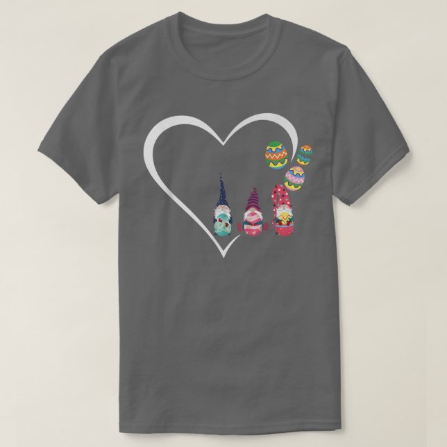 Cute Heart Gnome Hugs Bunny Happy Easter Egg Hunti T-Shirt (Design Front)