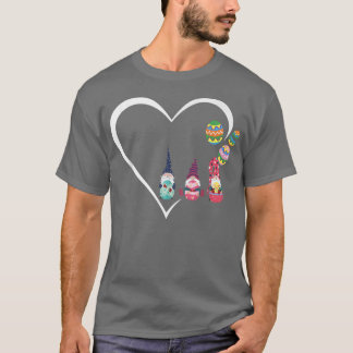 Cute Heart Gnome Hugs Bunny Happy Easter Egg Hunti T-Shirt