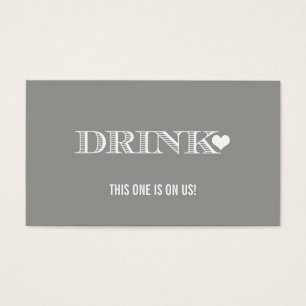 Cute Heart Grey Wedding Drink Ticket