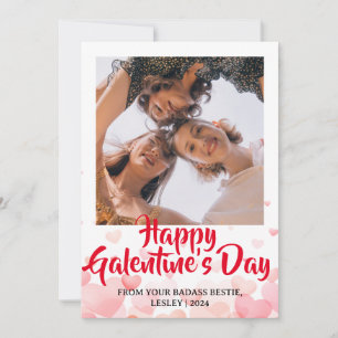 Cute Heart Happy Galentines day bestie Photo Holiday Card