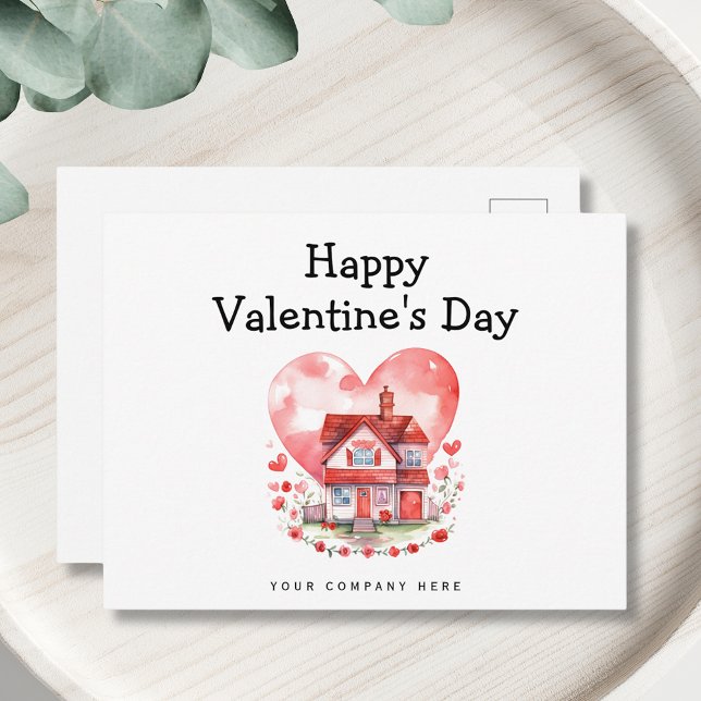 Cute Heart House Valentine's Day Real Estate Holiday Postcard (Creator Uploaded)