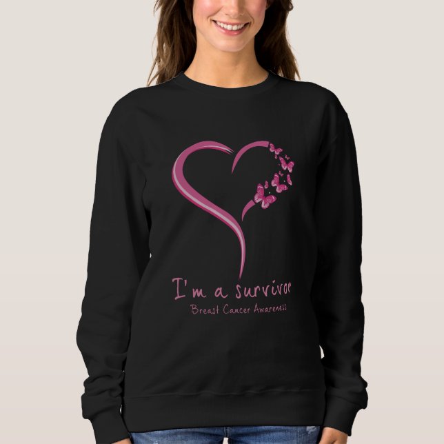 Cute Heart I’m A Survivor Breast Cancer Awareness Sweatshirt (Front)