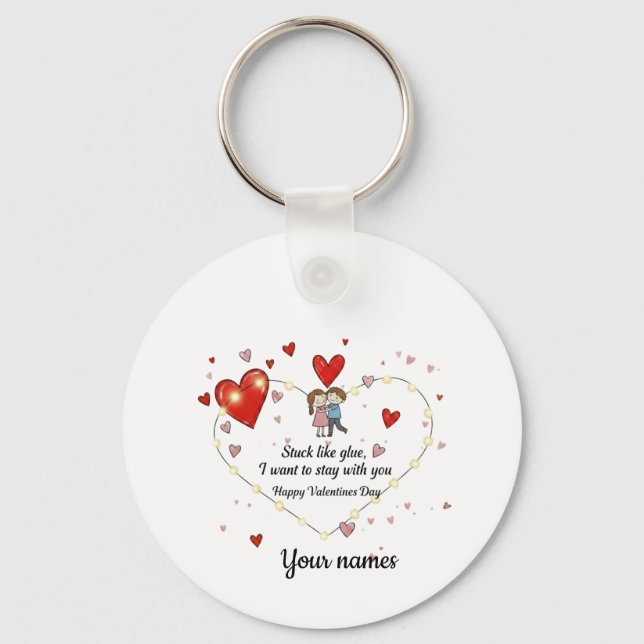 Cute heart illusration key ring (Front)