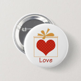 Cute Heart in a Box Valentines Day 6 Cm Round Badge