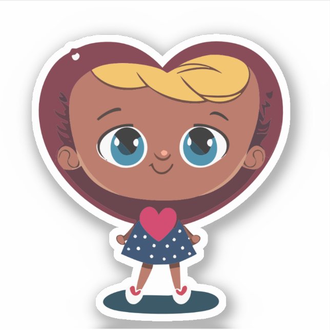 Cute Heart Kids Cartoon Charactor (Front)