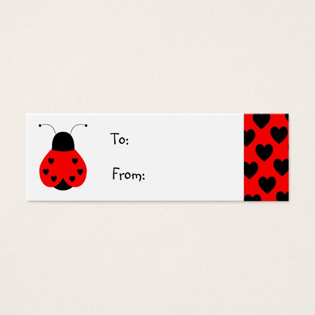Cute Heart Ladybug Gift Tag (Front)