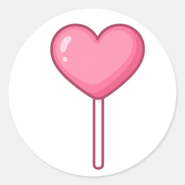Cute Heart Lollipop – Kawaii Candy Sticker (Front)