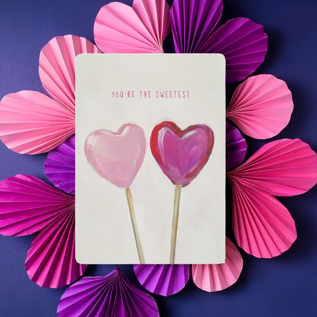 Cute Heart Lollipops the Sweetest Valentine's Day Holiday Card (Creator Uploaded)