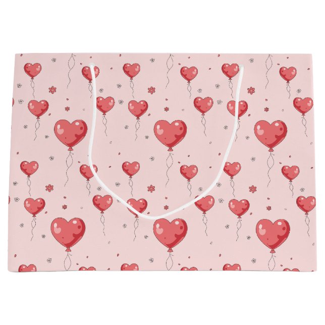 Cute Heart Love Balloons  Large Gift Bag (Front)