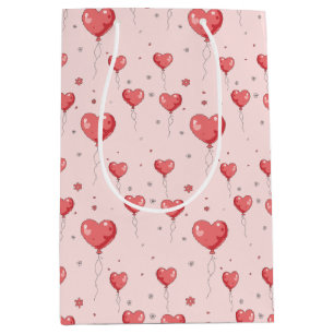 Cute Heart Love Balloons  Medium Gift Bag