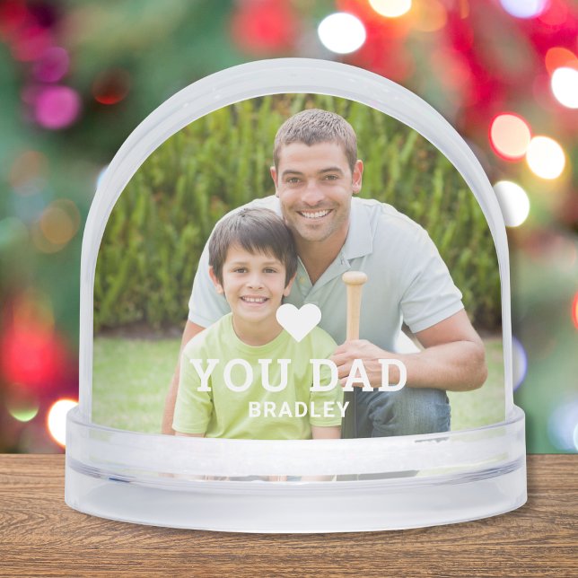 Cute HEART LOVE YOU DAD Father's Day Photo Snowglobe (Creator Uploaded)