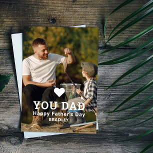 Cute HEART LOVE YOU DAD Photo Father's Day Holiday Card