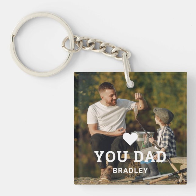 Cute HEART LOVE YOU DAD Photo Names Key Ring (Front)