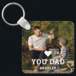 Cute HEART LOVE YOU DAD Photo Names Key Ring<br><div class="desc">Cute HEART LOVE YOU DAD Photo Names Keychain features your favourite photo with the text "(love heart) you Dad" in modern white script with your names below. Personalise by editing the text in the text box provided and adding your own picture. Perfect for Christmas, birthday and Father's Day gifts. Designed...</div>