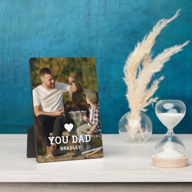 Cute HEART LOVE YOU DAD Photo Names Plaque (Side)