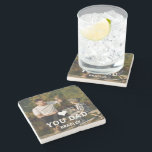 Cute HEART LOVE YOU DAD Photo Names Stone Coaster<br><div class="desc">Cute HEART LOVE YOU DAD Photo Names Coasters features your favourite photo with the text "(love heart) you Dad" in modern white script with your names below. Personalise by editing the text in the text box provided and adding your own picture. Perfect for Christmas, birthday and Father's Day gifts. Designed...</div>