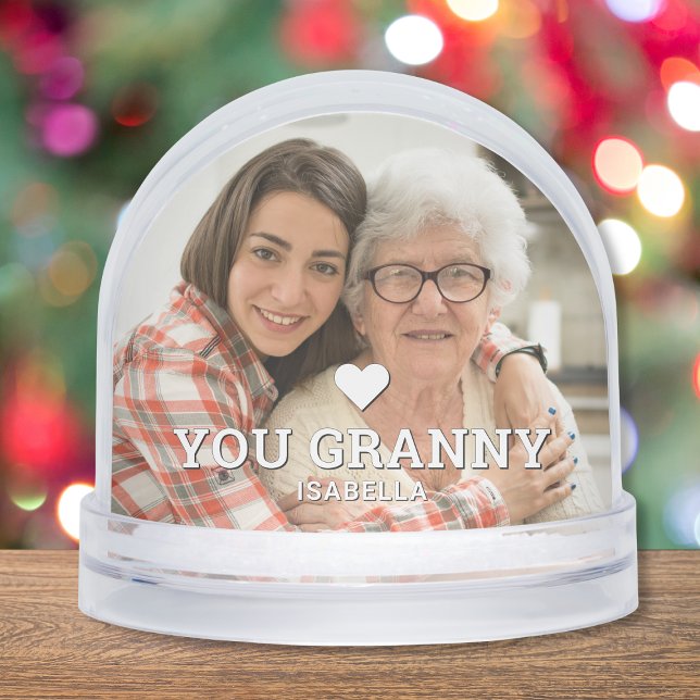 Cute HEART LOVE YOU GRANNY Mother's Day Photo Snowglobe (Creator Uploaded)